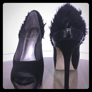 Enzo Angiolini Satin and Feather Detail